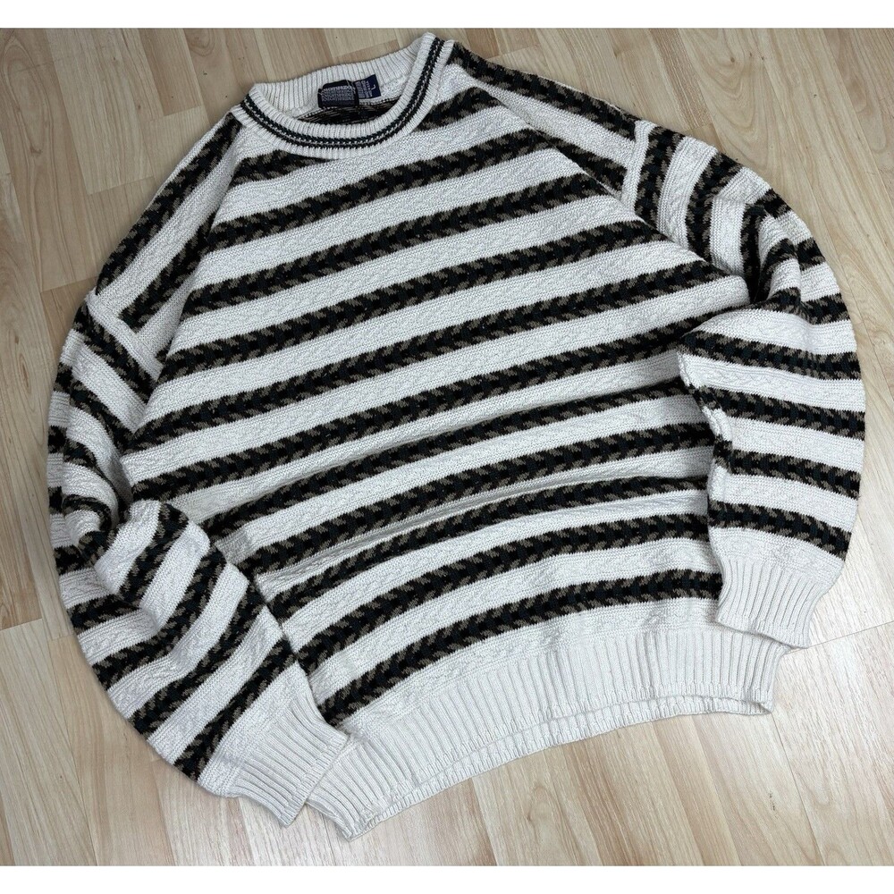 Vintage 90s Knights Bridge Striped Knit Sweater / Mens / Size Large